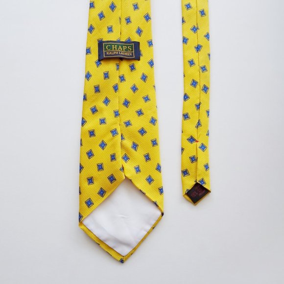 Chaps Ralph Lauren Yellow Print Silk Tie - Picture 2 of 3